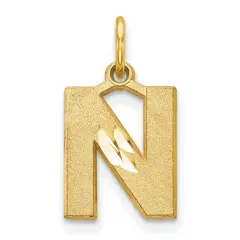 14K Gold Initial N Charm Jewelry FindingKing 20mm x 10mm