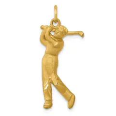 14K Gold Male Golfer Charm Jewelry FindingKing 32mm x 13mm