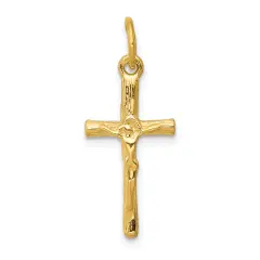 14K Yellow Gold Crucifix Charm Pendant Jewelry 25mm x 11mm
