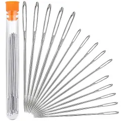 15 Pcs Large Eye Sewing Needles, Sewing Needles, Stainless Steel Embroidery Thread Needle, Handmade Yarn Knitting Needles Leather Needle (15 Pieces)