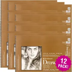 Multipack of 12 - Strathmore Medium Drawing Spiral Paper Pad 12"X18"-24 Sheets