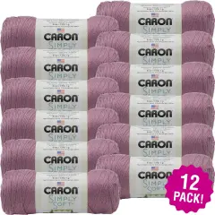 Multipack of 12 - Caron Simply Soft Solids Yarn-Plum Wine