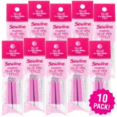 Multipack of 10 - Sewline Water-Soluble Fabric Glue Pen Refill 2/Pkg-Pink