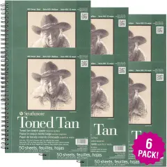 Multipack of 6 - Strathmore Toned Sketch Spiral Paper Pad 9"X12"-Tan 50 Sheets