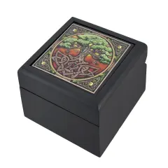 Lisa Parker Celtic Tree of Life Art Tile Trinket Jewelry Keepsake Box