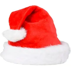 Christmas Red Plush Faux Fur Trim Santa Hat Costume Accessory