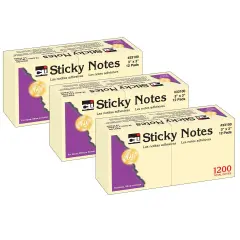Sticky Notes, 3 x 3 Inch, 100 Sheets/Pad, Yellow, 12 Pads Per Pack, 3 Packs