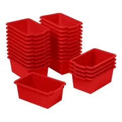 Scoop Front Storage Bins, Multipurpose Organization, 25-Pack Red