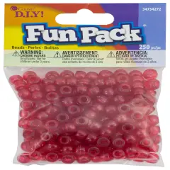 CousinDIY Fun Pack Acrylic Pony Beads 250/Pkg-Clear Red