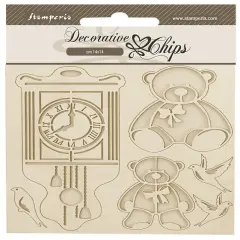 Stamperia Decorative Chips 5.5"X5.5"-Brocante Antiques Teddy Bear