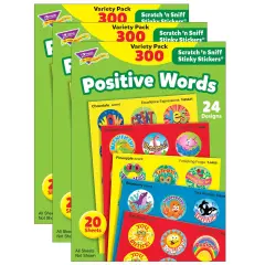 Positive Words Stinky Stickers&reg; Variety Pack, 300 Per Pack, 3 Packs