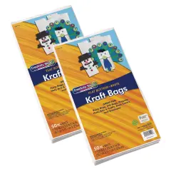 Kraft Bag, White, 7-1/8" x 4-3/8" x 14", 50 Bags Per Pack, 2 Packs