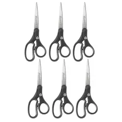 KleenEarth&reg; Basic 8" Scissors, Straight, Black, Pack of 6