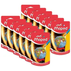 Globe 1-Hole Metal Canister Pencil Sharpener, Pack of 12