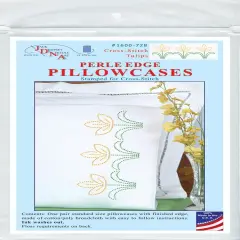 Jack Dempsey Stamped Pillowcases W/White Perle Edge 2/Pkg-Cross-Stitch Tulips