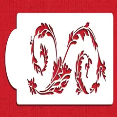 Florentine Leaf Cake Stencil | C477 by Designer Stencils | Cake Decorating Tools | Baking Stencils for Royal Icing, Airbrush, Dusting Powder | Reusable Plastic Food Grade Stencil for Cakes | Easy to Use & Clean Cake Stencil