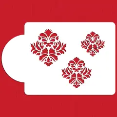 Damask Icon Cake & Cookie Stencil Set | C476 by Designer Stencils | Cake Decorating Tools | Baking Stencils for Royal Icing, Airbrush, Dusting Powder | Reusable Plastic Food Grade Stencil for Cakes & Cookies | Easy to Use & Clean