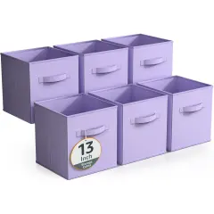 Sorbus 6 Pack 13 Inch Foldable Storage Cubes with Handles- for Organizing Home, Shelves, Nursery, Playroom, Closet and More Pastel Purple