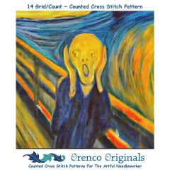 Symbolist Artist Edvard Munch's The Scream Detail Square Counted Cross Stitch Pattern