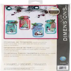 Dimensions Counted Cross Stitch Ornament Kit Set of 4-Christmas Jar Ornaments