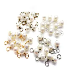 Dainty Freshwater Pearl Charms with Your Choice of Wire, 10 pieces, Adorabilities Gold-Plated