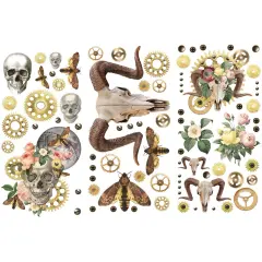 Finnabair Mini Transfers - Boho Skulls - 3 sheets, 6"x12"