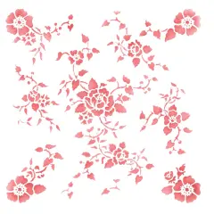 Floral Rose Wallpaper Wall Stencil | 3391 by Designer Stencils | Floral Stencils | Reusable Art Craft Stencils for Painting on Walls, Canvas, Wood | Reusable Plastic Paint Stencil for Home Makeover | Easy to Use & Clean Art Stencil