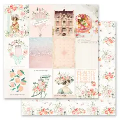 Peach Tea - Collection 12x12 Sheet - Apricot Dreaming - 12x12 in, w foil details (10 SHEETS)