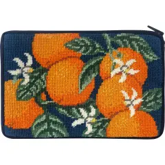 Stitch & Zip Needlepoint Cosmetic Purse Kit- Oranges Multicolor