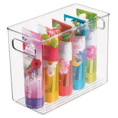 mDesign Plastic Bathroom Storage Bin Tote with Handles