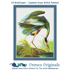 A Great White Heron Bird by John James Audubon Counted Cross Stitch Pattern