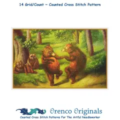 William Holbrook Beard Dancing Bears Counted Cross Stitch Chart Graph Pattern