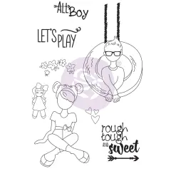 Prima Marketing Inc Julie N Doll Stamps - Carter And Carly - Sheet Size 5.25x8 - Total 8 Pcs 655350913151