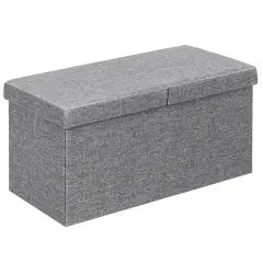 30 Inch Folding Storage Ottoman with Lift Top Light Grey