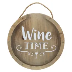 Northlight 12&rdquo; Round Wine Time Cork Collector Wooden Hanging Wall Decoration Brown
