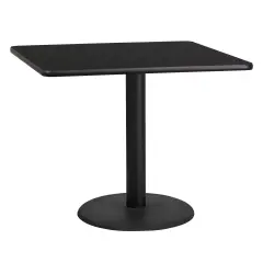 Emma and Oliver 36" Square Laminate Table Top with 24" Round Table Height Base Black