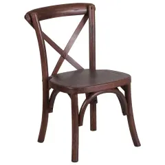 Merrick Lane Kid's Stackable Ash Wood Crossback Chair in with Plastic Floor Glides Mahogany