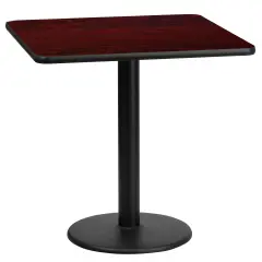 Emma and Oliver 24" Square Laminate Table Top with 18" Round Table Height Base Mahogany