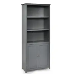 Bookcase Shelving Storage Wooden Standing Cabinet Unit Display with Doors Grey