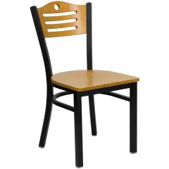 Emma and Oliver Slat Back Metal Restaurant Dining Chair Natural/BlackMetal