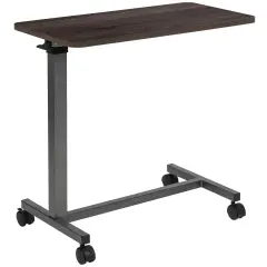 Emma and Oliver Adjustable Overbed Table with Wheels for Home and Hospital Oak