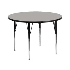 Emma and Oliver 42" Round HP Laminate Adjustable Activity Table Gray