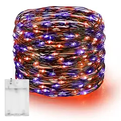 Fairy String Lights, 20FT 60 LED Copper Wire Battery Operated Waterproof Lights, Halloween Decorations for Indoor Home Outdoor Patio Yard Party Decor (Purple and Orange, 1)
