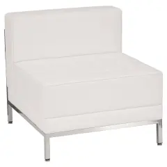 Emma and Oliver Contemporary LeatherSoftSoft Reception Modular Middle Chair Melrose White