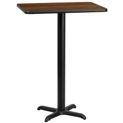 Emma and Oliver 24"x30" Rectangular Laminate Bar Table with 22"x22" Base Walnut