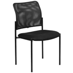 Emma and Oliver Mesh Comfortable Stackable Steel Side Chair Black