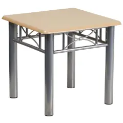 Emma and Oliver Laminate End Table with Steel Frame Natural