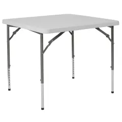 Emma and Oliver 2.79-Foot Square Height Adjustable Plastic Folding Table Granite White