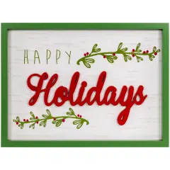 Northlight 15.75" Framed "Happy Holidays" Christmas Wooden Wall Sign White