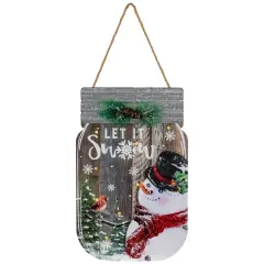 Northlight Snowman Mason Jar "Let It Snow" Christmas Wall Sign - 13.5" Brown
